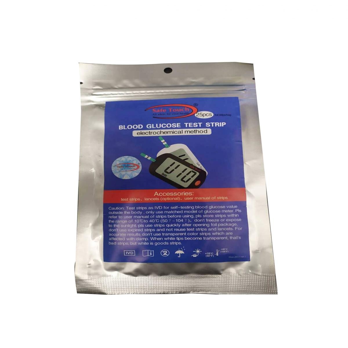 Safe Touch Blood Glucose Test Strip - 25 Strips