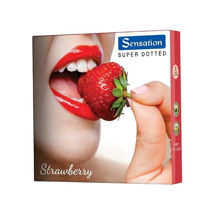 Sensation Super Dotted Scented Strawberry Condom 3'S Pack