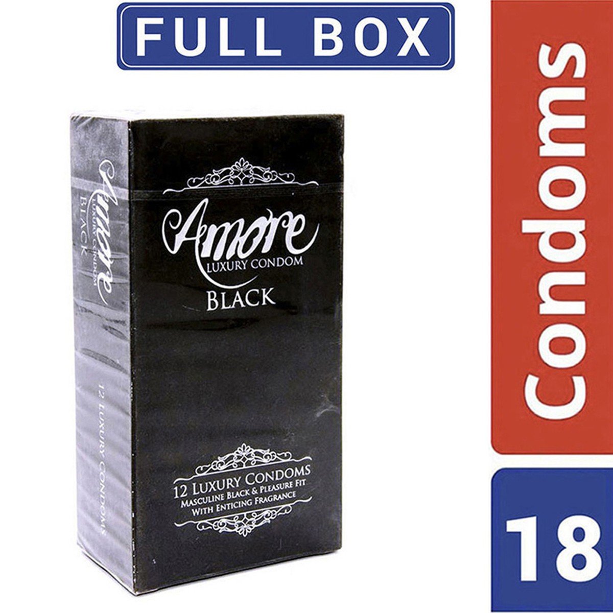 Amore Luxury Black Condom Full box Condom 18 pcs