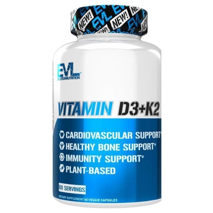 Evlution Nutrition Vitamin D3 + K2 For Immune System Support, Bone, Brain And Heart Health Support, Non-GMO And Gluten-Free, High Potency, Improve Calcium Absorption, 60 Servings